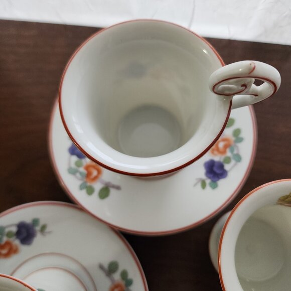 4 Rosenthal Indian Tree Cup Saucer 3.5" Continental line rust purple antique vin - Picture 6 of 16